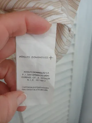 Blusa Adolfo Domínguez Rayas Beige Talla 48