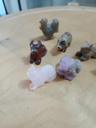 Set 7 animali in pietra dura