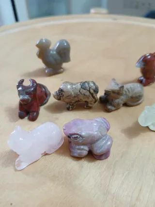 Set 7 animali in pietra dura