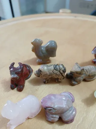 Set 7 animali in pietra dura