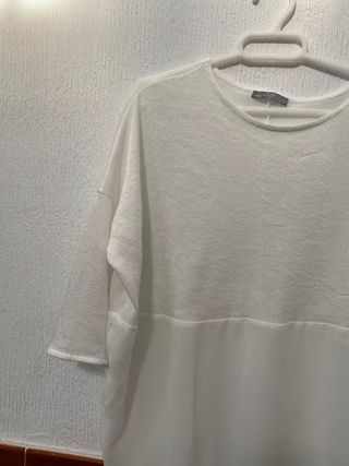 Blusa blanca mujer manga 3/4
