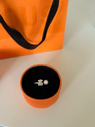 Anillo Tous Oso y Perla Plata