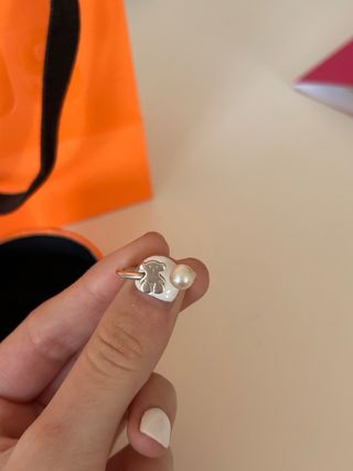 Anillo Tous Oso y Perla Plata