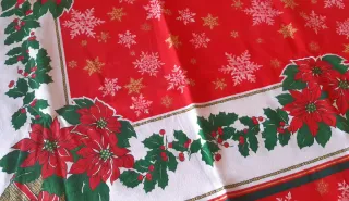 Tovaglia Natale Poinsettia e Stelle di Neve