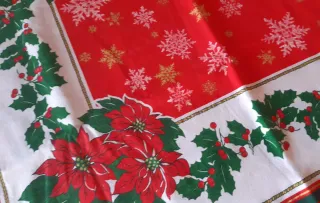 Tovaglia Natale Poinsettia e Stelle di Neve
