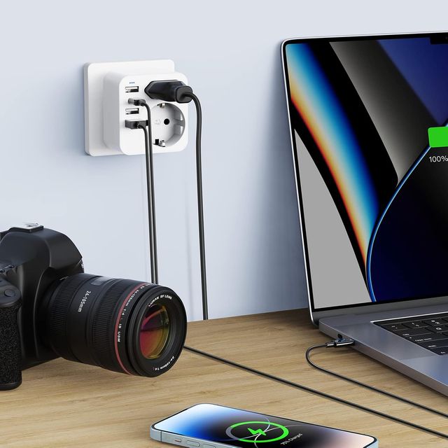 Adaptador de Enchufe tipo G, 6 en 1 para viajes UK