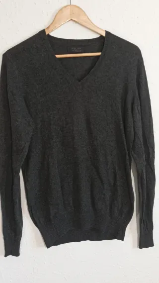 Jersey Zara cuello pico gris