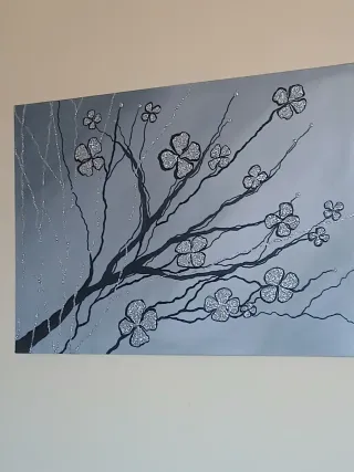 Quadro moderno,astratto"Ramo del pensiero fiorito"