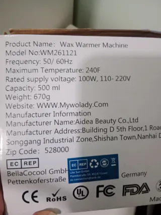 Calentador de cera Wolady