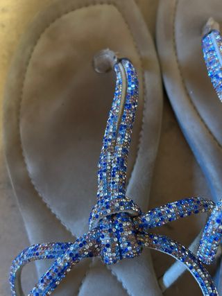 Sandalias Gioseppo Beige y Azul con Pedrería