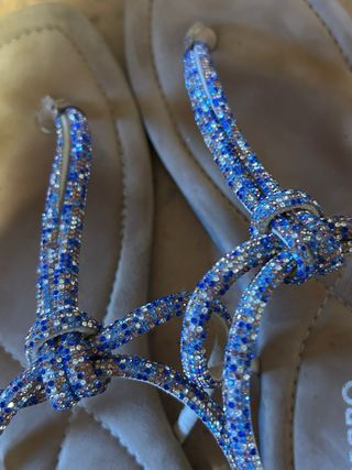 Sandalias Gioseppo Beige y Azul con Pedrería