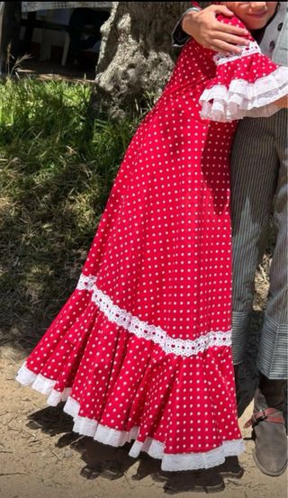 Traje de flamenca niña rojo lunares