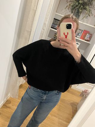 Jersey Zara Negro Manga Ancha