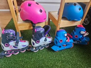 Dos Pares Patines Oxelo Decathlon y cascos.