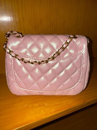 Bolso Chanel rosa y dorado
