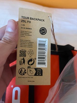 Mochila HEAD Tour 25L FO Naranja Negra