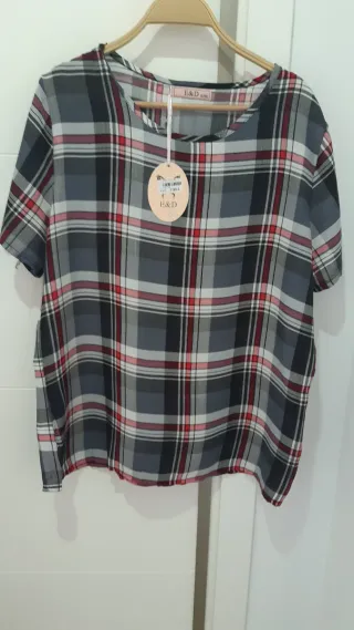 Camiseta cuadros tela fina E&D Talla XL NUEVA
