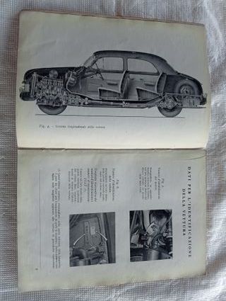 FIAT 1400 1400 Cabriolet USO MANUTENZIONE 1951