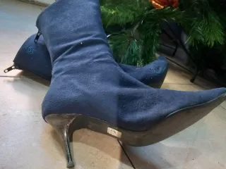 Botas de tacón azul marino talla 37