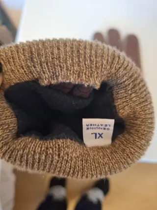 Guanti uomo pelle e lana marrone