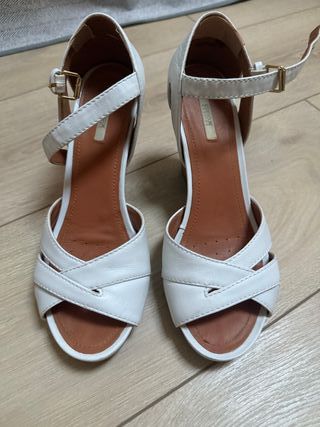 Sandalias Geox Blancas Tacón Madera