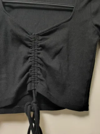 Top Zara manga larga negro