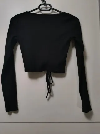 Top Zara manga larga negro