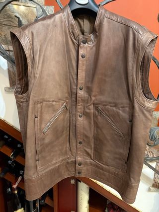 Smanicato Gilet in pelle stile vecchia America