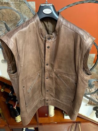 Smanicato Gilet in pelle stile vecchia America