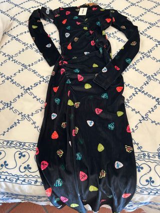 Vestido Bimba y Lola Terciopelo Negro Multicolor
