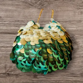Bolso lentejuelas Zara verde y dorado