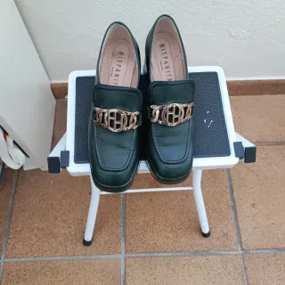 Zapatos Hispanitas Tacón Verde Oscuro