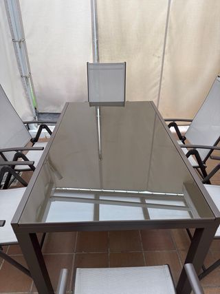 Conjunto mesa extensible y 6 sillas exterior
