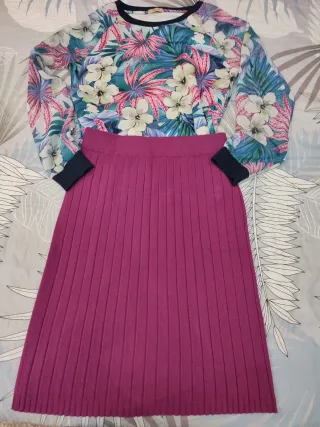 Look Conjunto falda y sudadera mujer T-M fuccia