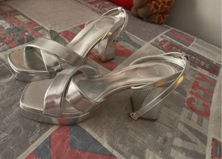 Sandalias Plataforma Lefties Plateadas