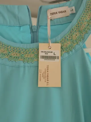 Vestido largo Azul Celeste tornasolado.