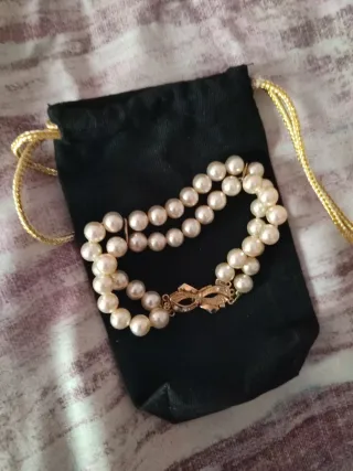 Pulsera doble de perlas y cierre joya