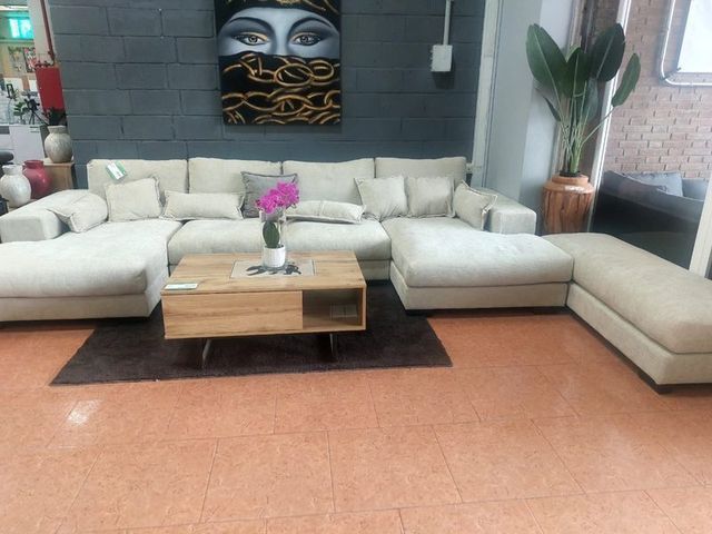 ELEGANTE! Sofa rinconera Cama beige 365x160x160