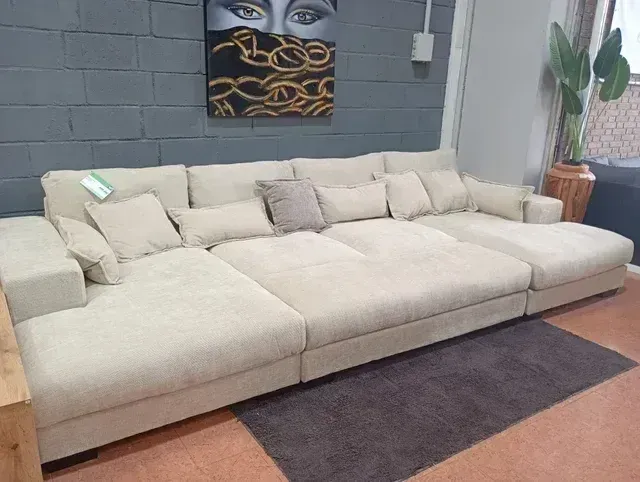 ELEGANTE! Sofa rinconera Cama beige 365x160x160