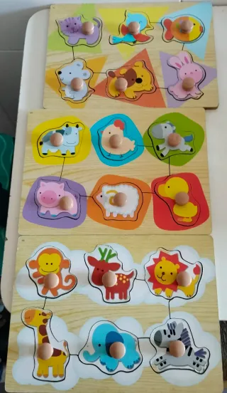 3 Puzzles Madera Animales Nenitos