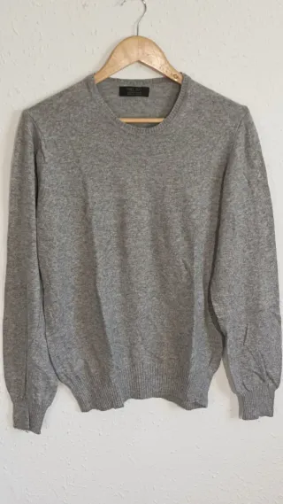 Jersey Zara Gris Cuello Redondo
