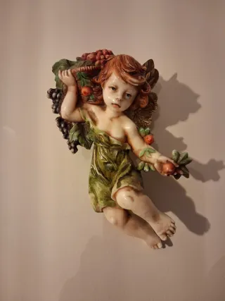 Pareja de Ángeles policromados Decorativos