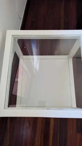 Mesita auxiliar cristal y madera