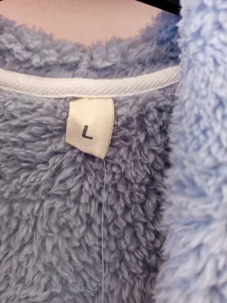 Bata polar azul con capucha talla L