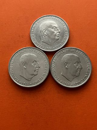 Lote de monedas de 100 ptas. Franco Plata.