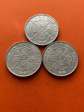 Lote de monedas de 100 ptas. Franco Plata.