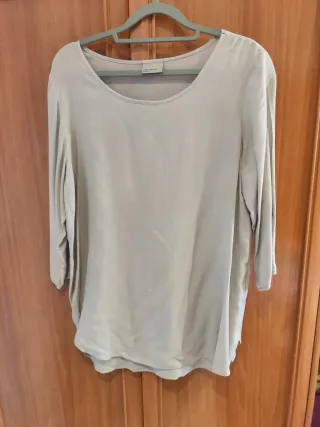 Blusa larga manga 3/4 beige