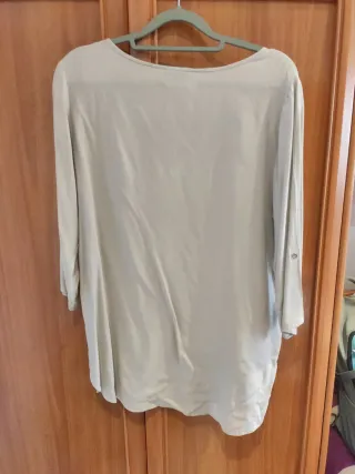 Blusa larga manga 3/4 beige