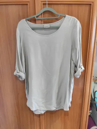 Blusa larga manga 3/4 beige