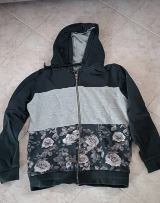 Felpa con zip e stampa floreale